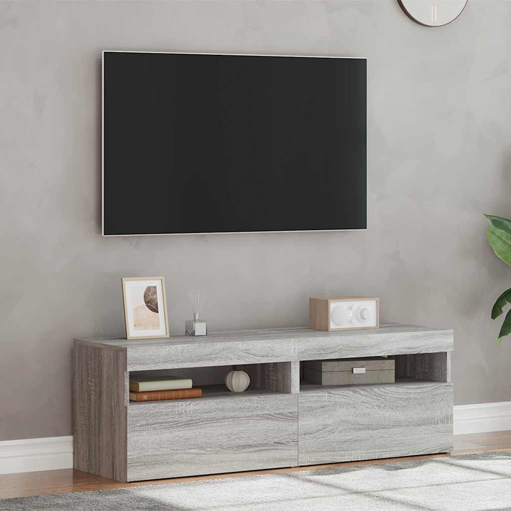 Tv Skříňky S Led Osvětlením 2 Ks Šedé Sonoma 60 X 35 X 40 Cm
