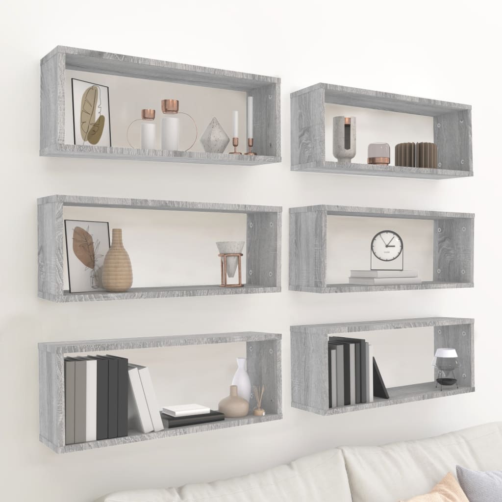 Nástěnné Obdélníkové Police 6 Ks 60 X 15 X 23 Cm