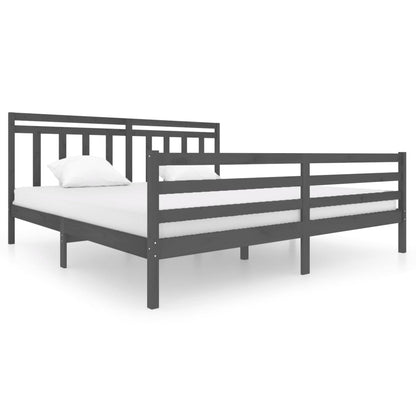 Rám Postele Šedý Masivní Dřevo 200 X 200 Cm