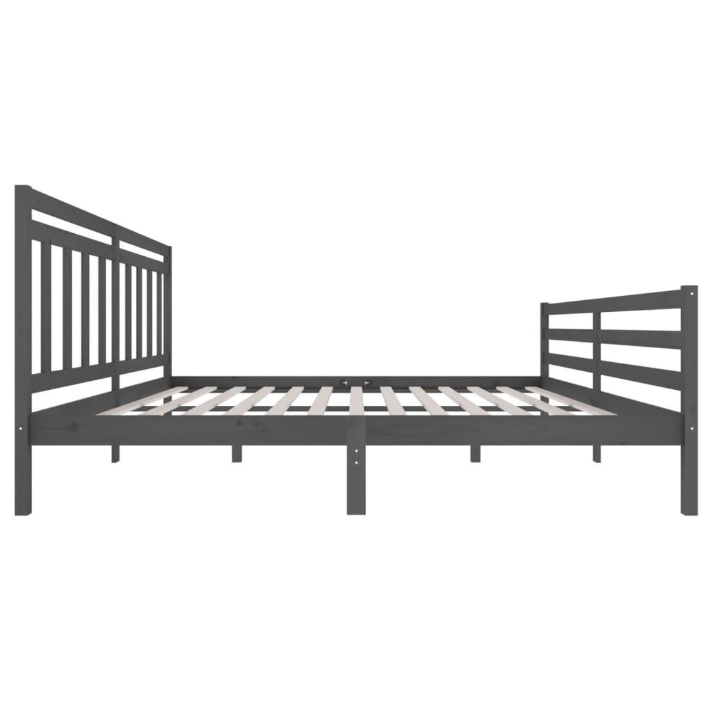 Rám Postele Šedý Masivní Dřevo 200 X 200 Cm