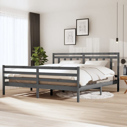 Rám Postele Šedý Masivní Dřevo 200 X 200 Cm