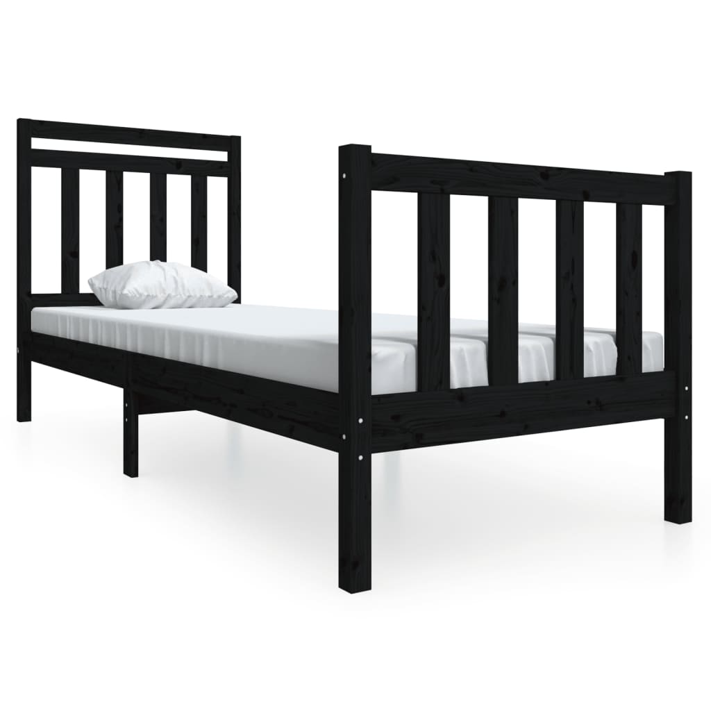 Rám Postele Černý 75 X 190 Cm Small Single Masivní Dřevo