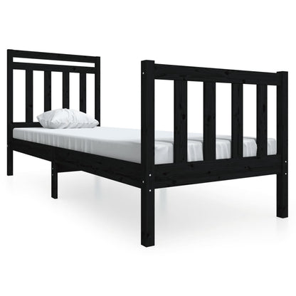 Rám Postele Černý 75 X 190 Cm Small Single Masivní Dřevo