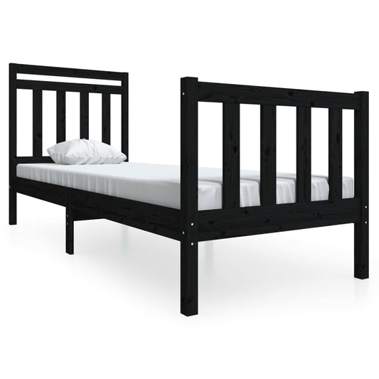 Rám Postele Černý 75 X 190 Cm Small Single Masivní Dřevo