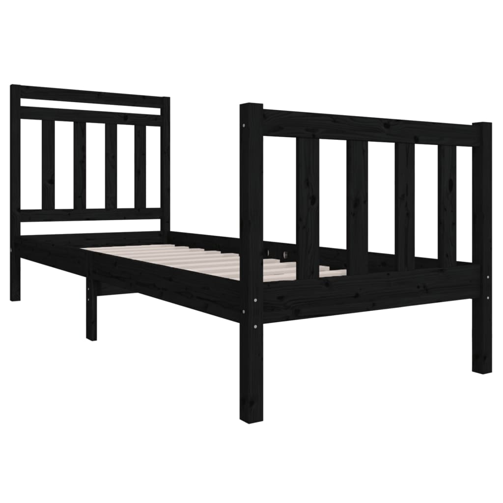 Rám Postele Černý 75 X 190 Cm Small Single Masivní Dřevo