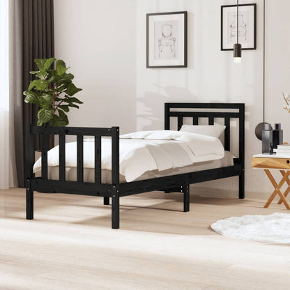 Rám Postele Černý 75 X 190 Cm Small Single Masivní Dřevo