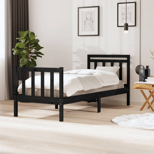 Rám Postele Černý 75 X 190 Cm Small Single Masivní Dřevo
