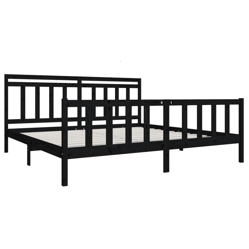 Rám Postele Černý Masivní Dřevo 200 X 200 Cm