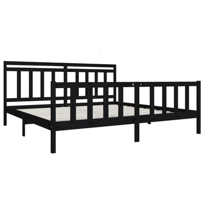 Rám Postele Černý Masivní Dřevo 200 X 200 Cm