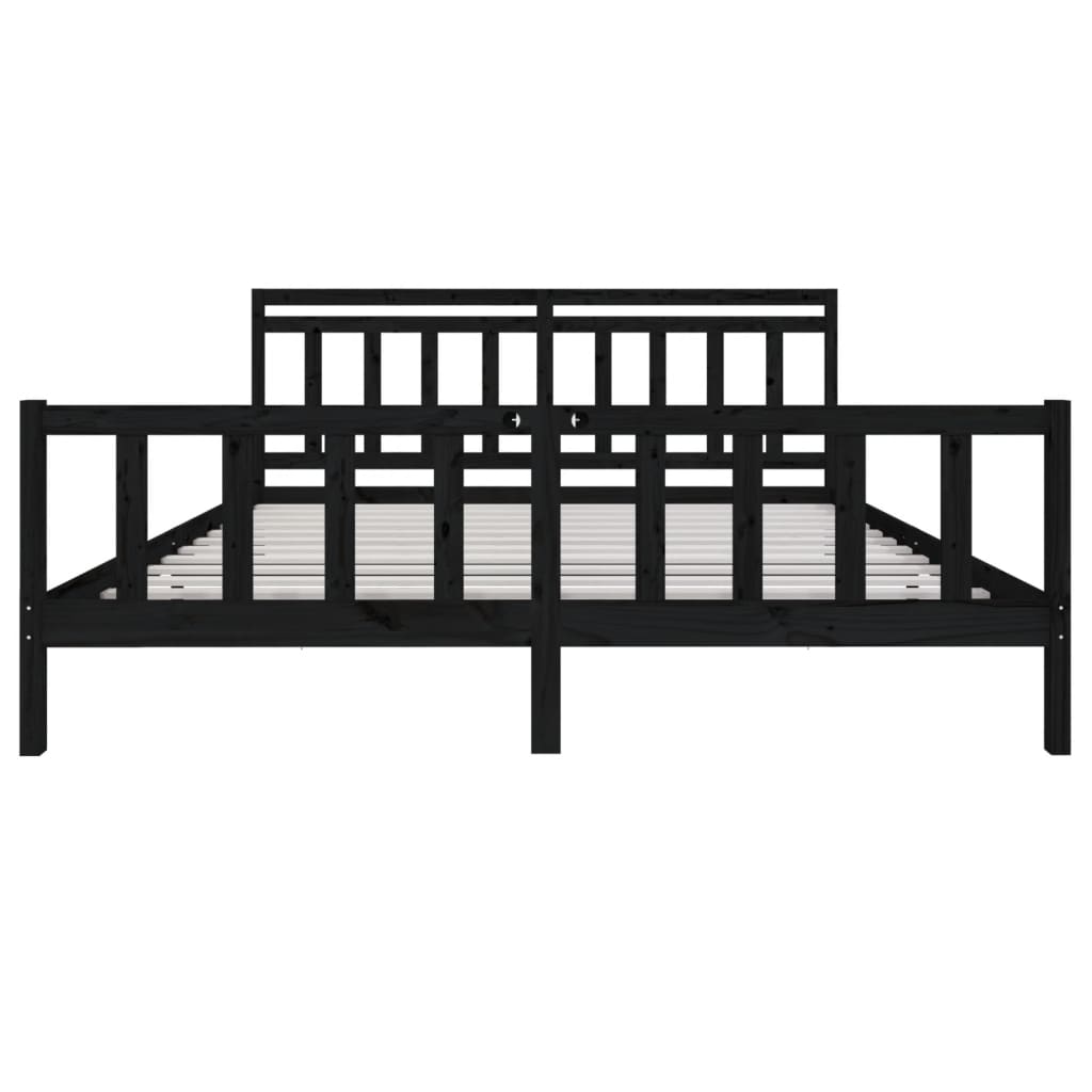 Rám Postele Černý Masivní Dřevo 200 X 200 Cm