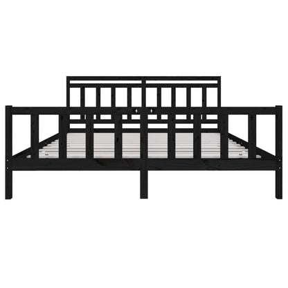 Rám Postele Černý Masivní Dřevo 200 X 200 Cm