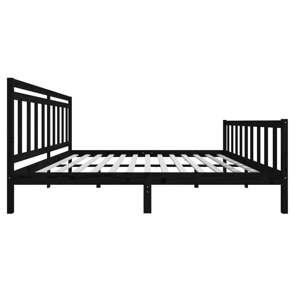 Rám Postele Černý Masivní Dřevo 200 X 200 Cm