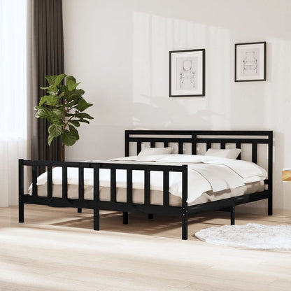 Rám Postele Černý Masivní Dřevo 200 X 200 Cm
