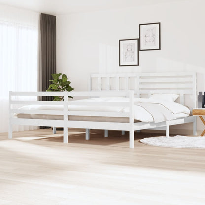 Rám Postele Bílý Masivní Dřevo 200 X 200 Cm
