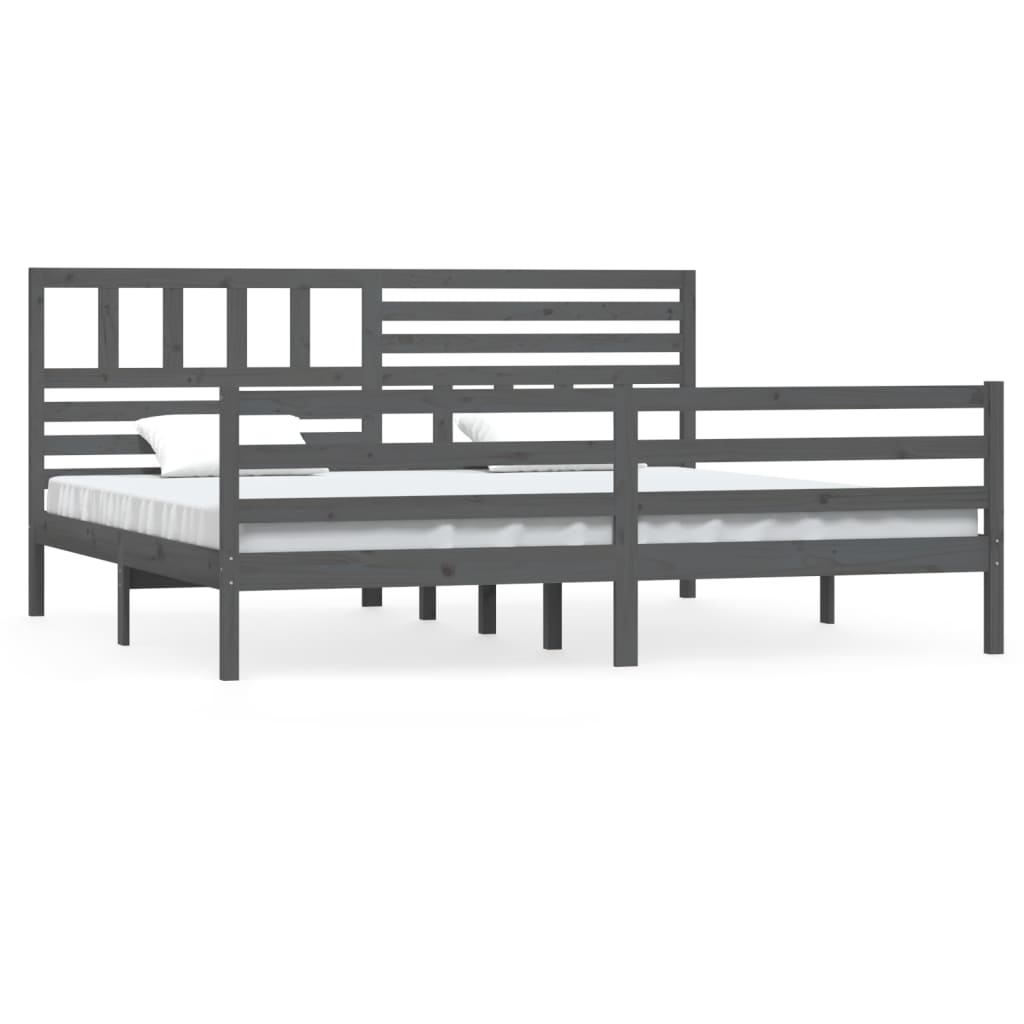 Rám Postele Šedý Masivní Dřevo 200 X 200 Cm