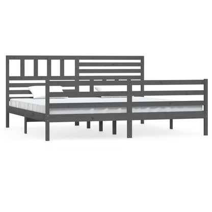 Rám Postele Šedý Masivní Dřevo 200 X 200 Cm
