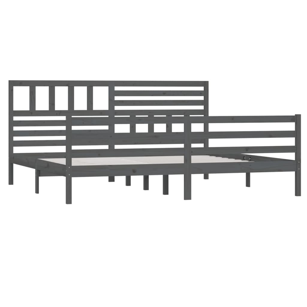 Rám Postele Šedý Masivní Dřevo 200 X 200 Cm