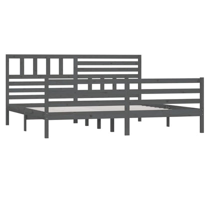 Rám Postele Šedý Masivní Dřevo 200 X 200 Cm