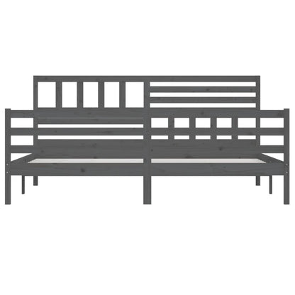 Rám Postele Šedý Masivní Dřevo 200 X 200 Cm