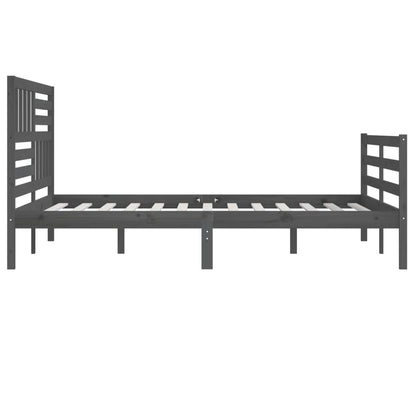 Rám Postele Šedý Masivní Dřevo 200 X 200 Cm