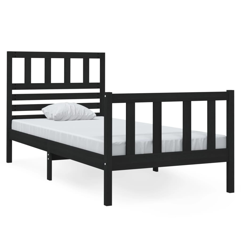 Rám Postele Černý 75 X 190 Cm Small Single Masivní Dřevo