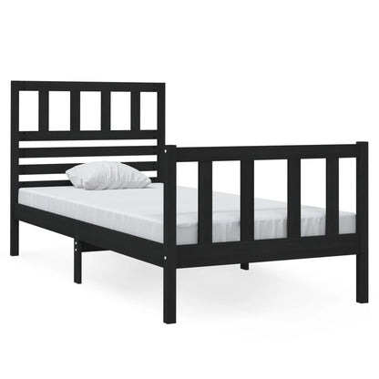 Rám Postele Černý 75 X 190 Cm Small Single Masivní Dřevo