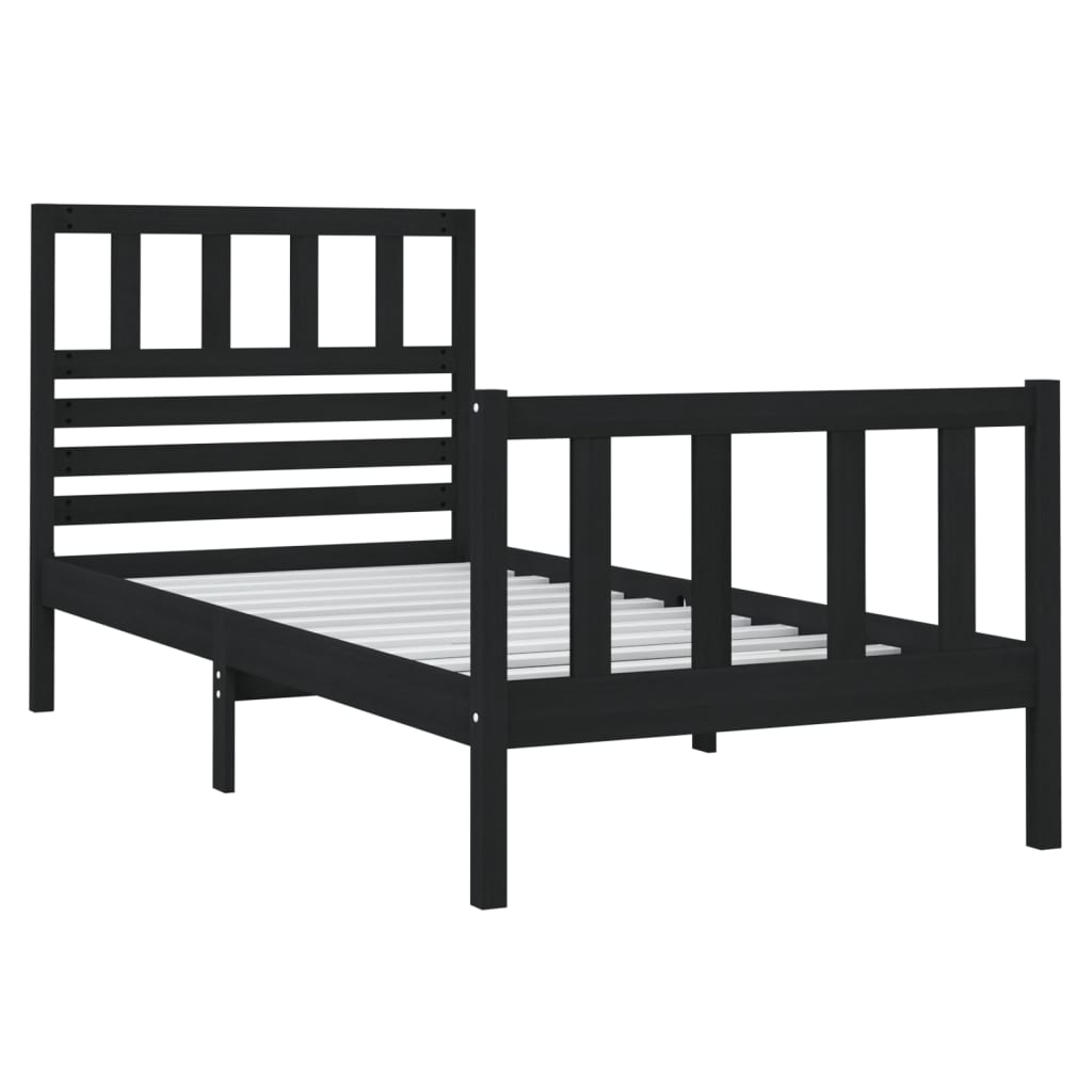 Rám Postele Černý 75 X 190 Cm Small Single Masivní Dřevo