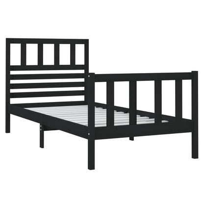Rám Postele Černý 75 X 190 Cm Small Single Masivní Dřevo