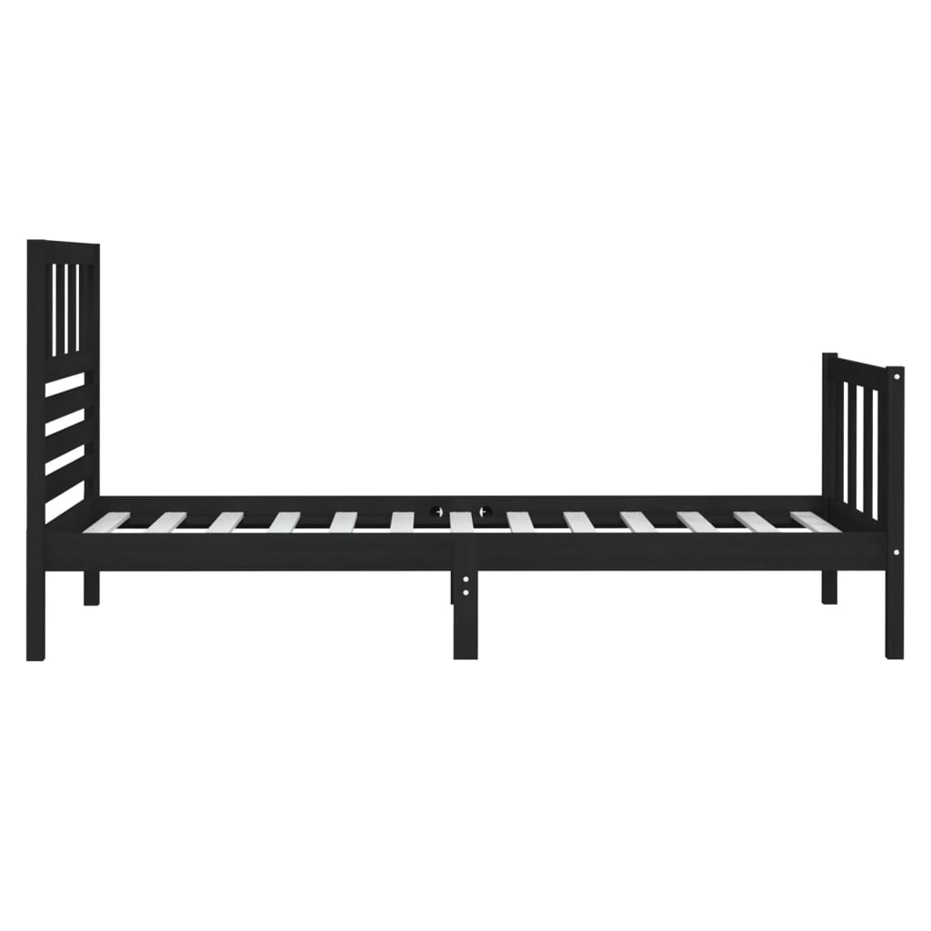 Rám Postele Černý 75 X 190 Cm Small Single Masivní Dřevo