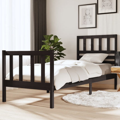 Rám Postele Černý 75 X 190 Cm Small Single Masivní Dřevo