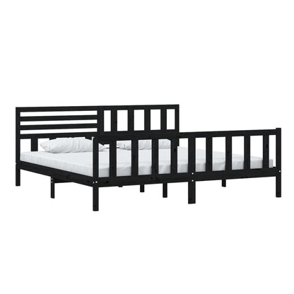 Rám Postele Černý Masivní Dřevo 200 X 200 Cm