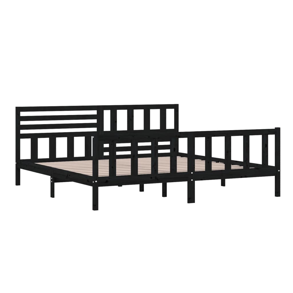 Rám Postele Černý Masivní Dřevo 200 X 200 Cm