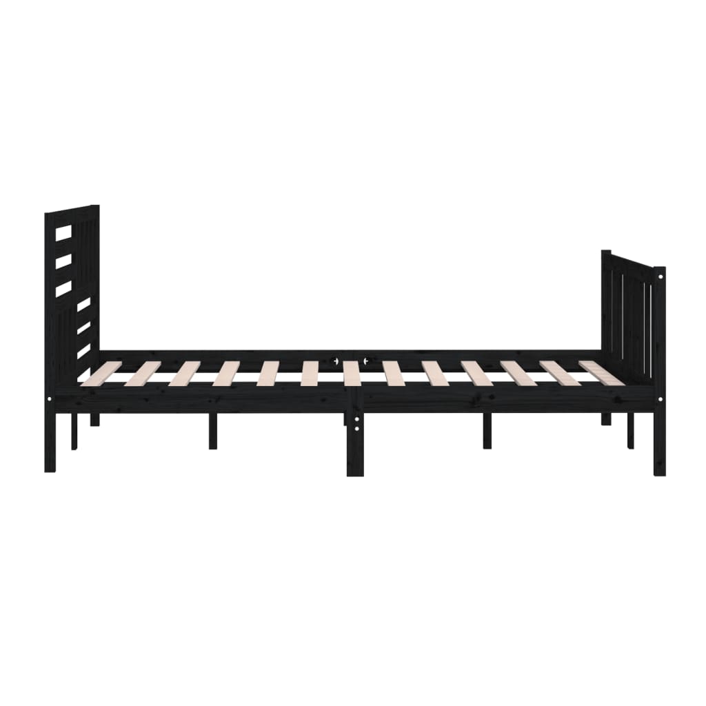 Rám Postele Černý Masivní Dřevo 200 X 200 Cm