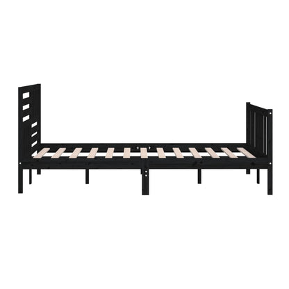 Rám Postele Černý Masivní Dřevo 200 X 200 Cm