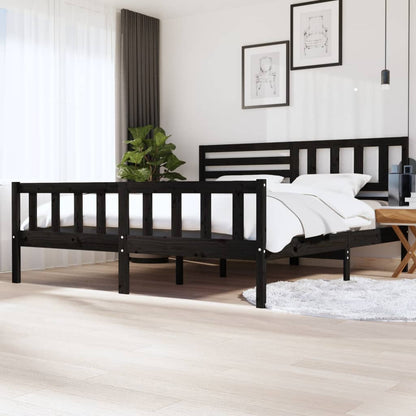 Rám Postele Černý Masivní Dřevo 200 X 200 Cm