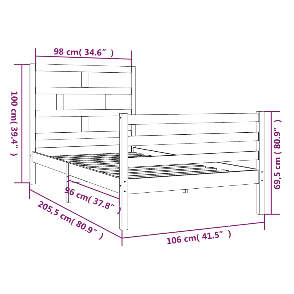Rám Postele Masivní Borovice 100 X 200 Cm