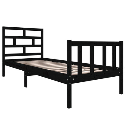 Rám Postele Černý Masivní Borovice 75 X 190 Cm Malé Jednolůžko