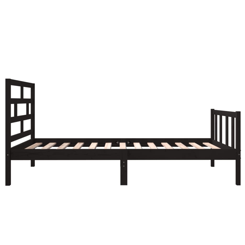 Rám Postele Černý Masivní Borovice 75 X 190 Cm Malé Jednolůžko
