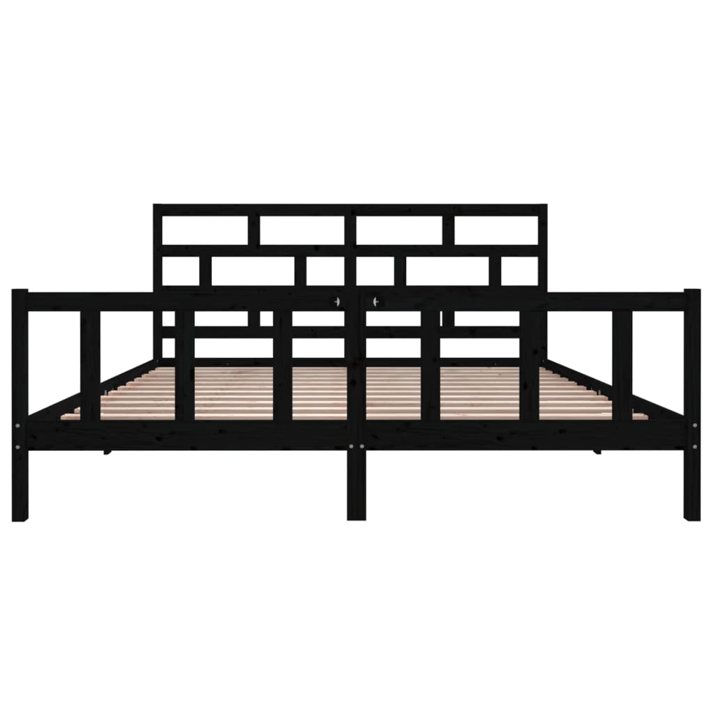 Rám Postele Černý Masivní Borovice 200 X 200 Cm