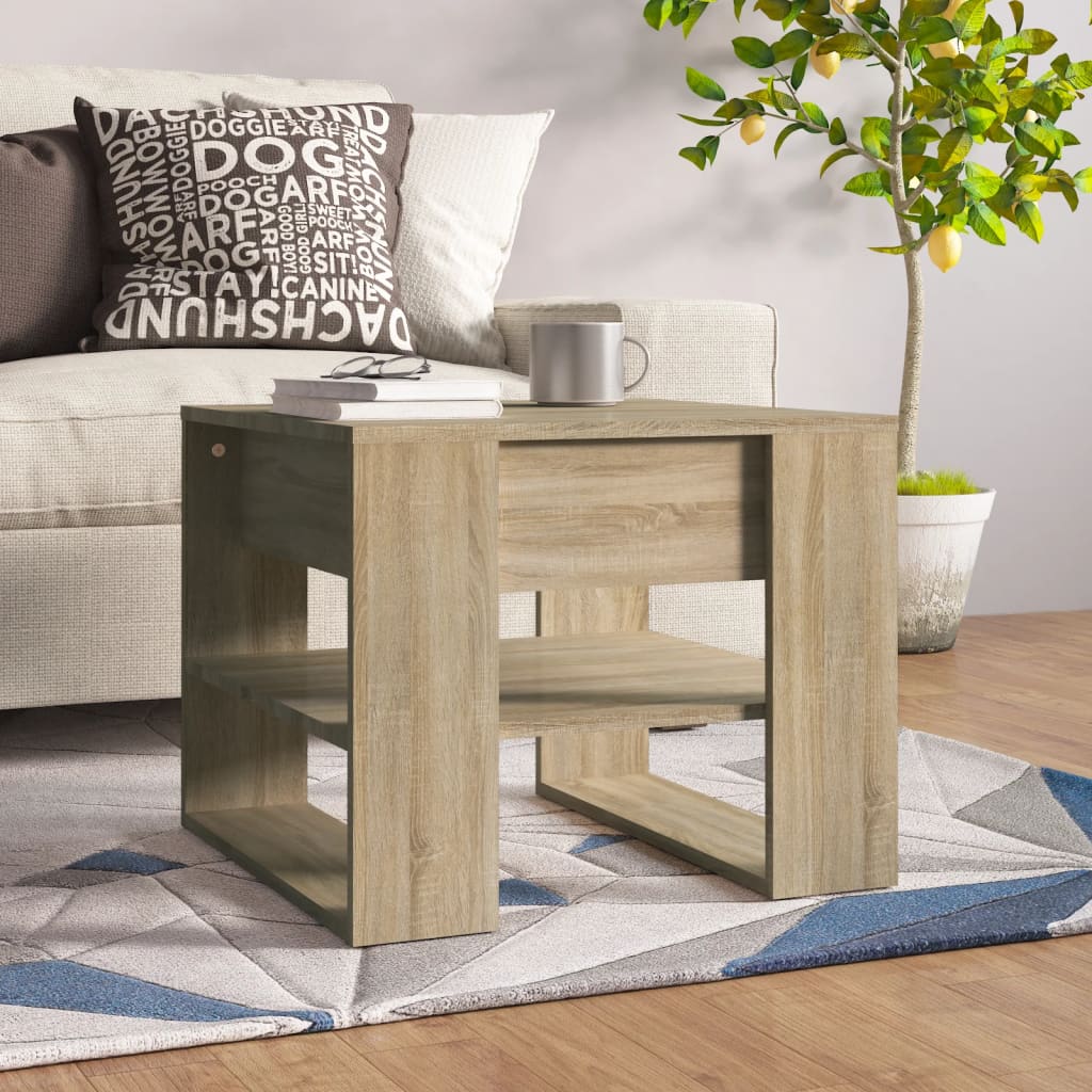 Konferenční Stolek Lesklý Bílý 55,5X55X45 Cm Kompozitní Dřevo