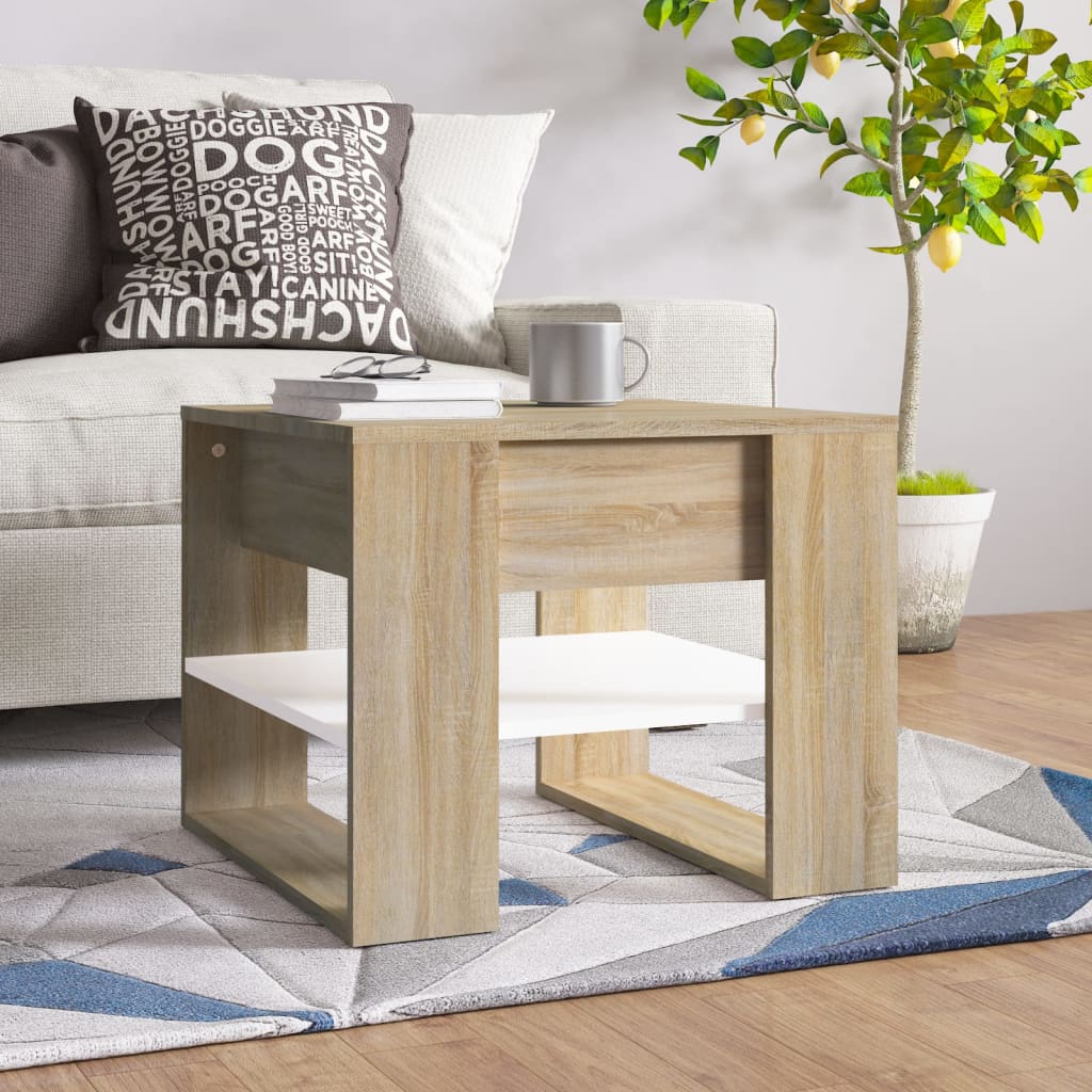 Konferenční Stolek Lesklý Bílý 55,5X55X45 Cm Kompozitní Dřevo
