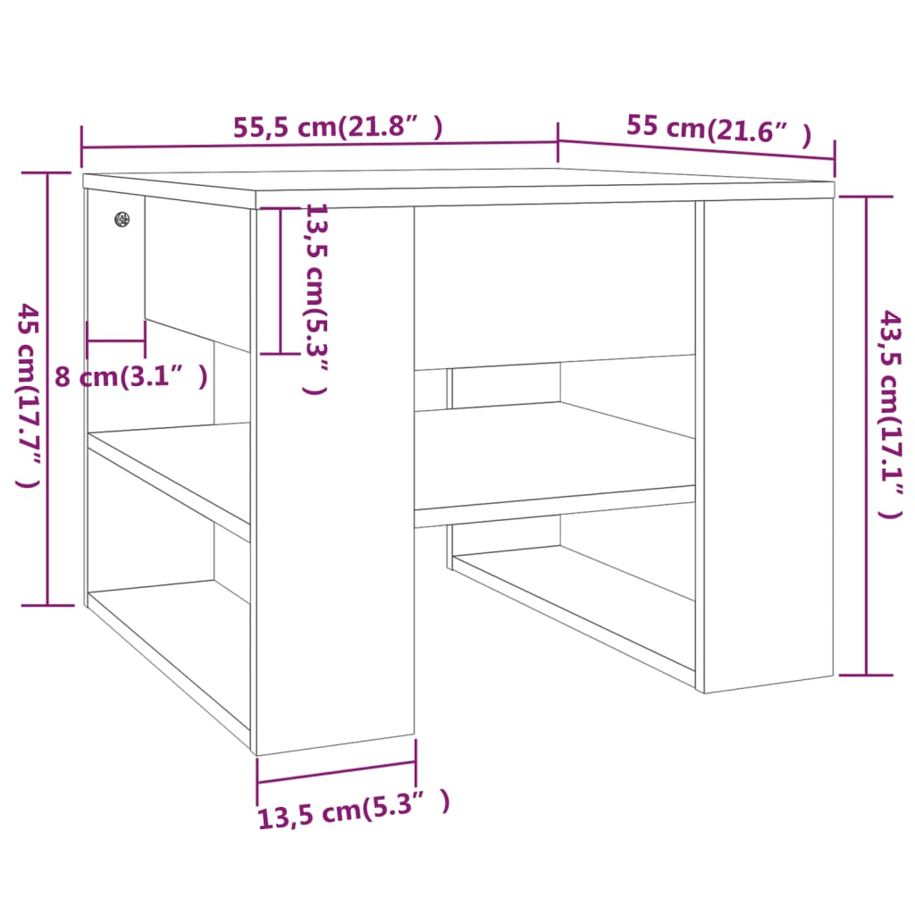 Konferenční Stolek Lesklý Bílý 55,5X55X45 Cm Kompozitní Dřevo