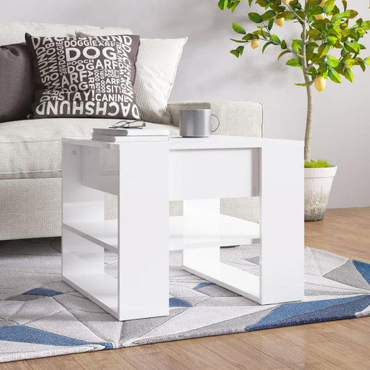 Konferenční Stolek Lesklý Bílý 55,5X55X45 Cm Kompozitní Dřevo
