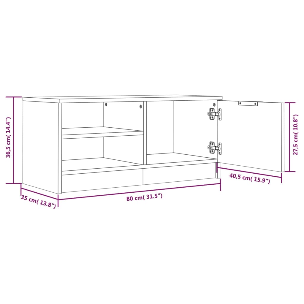 Tv Skříňka Betonově Šedá 80 X 35 X 36,5 Cm Kompozitní Dřevo