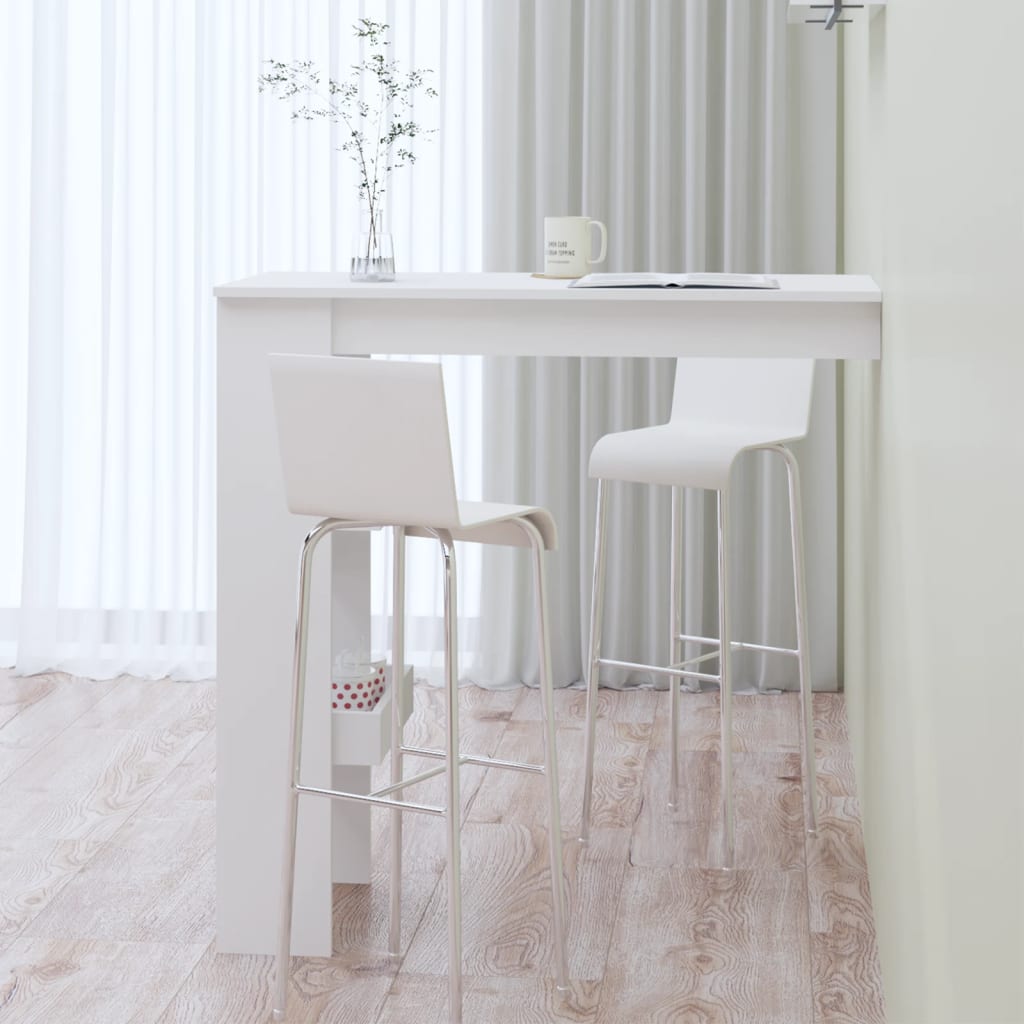 Nástěnný Barový Stolek Bílý 102X45X103,5 Cm Kompozitní Dřevo