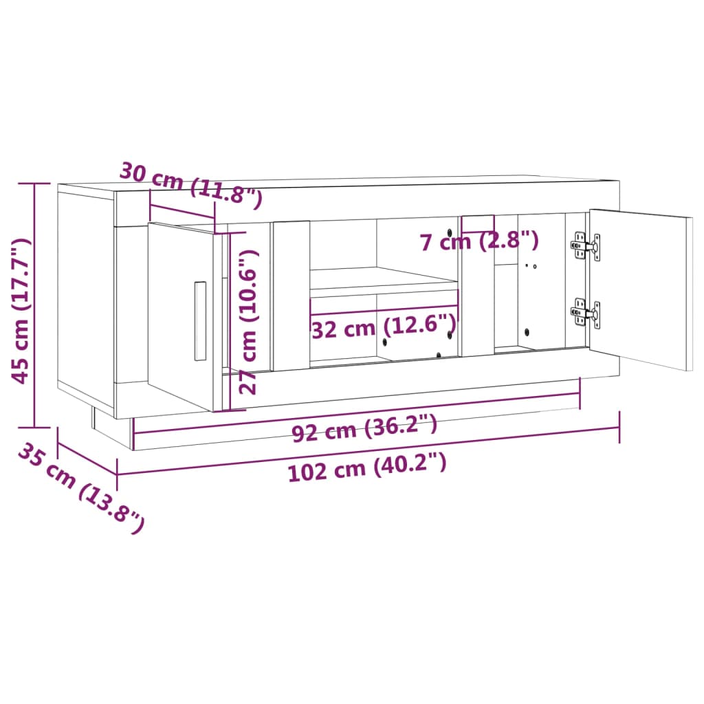 Tv Skříňka Betonově Šedá 102 X 35 X 45 Cm Kompozitní Dřevo