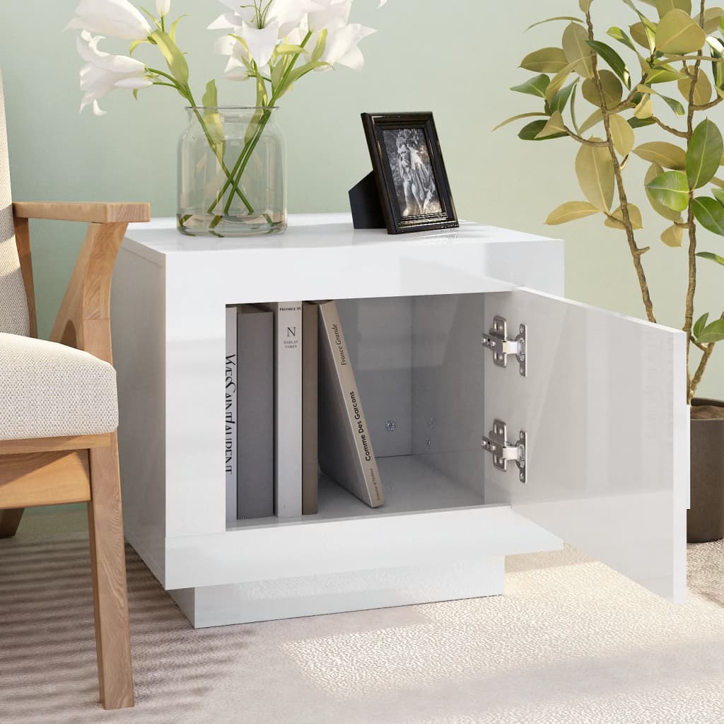 Konferenční Stolek Lesklý Bílý 51 X 50 X 45 Cm Kompozitní Dřevo