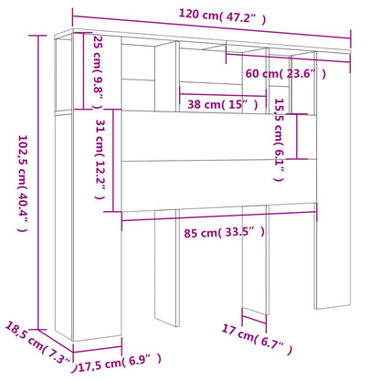 Čelo Postele S Úložným Prostorem Bílé 120 X 18,5 X 102,5 Cm