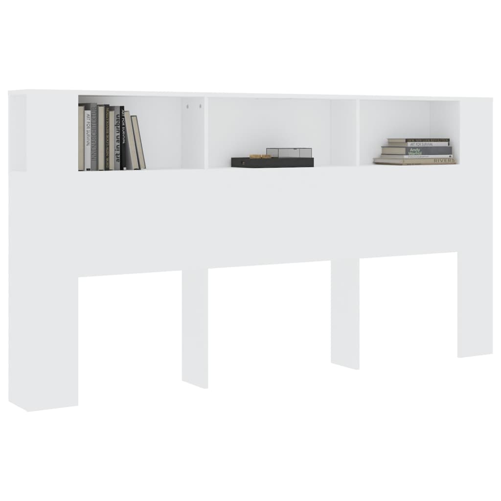 Čelo Postele S Úložným Prostorem Bílé 200 X 18,5 X 104,5 Cm