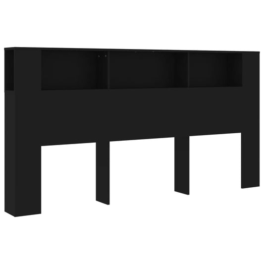 Čelo Postele S Úložným Prostorem Černé 200 X 18,5 X 104,5 Cm